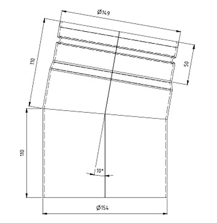 Ø150mm Peisrør 10 grader u/luke