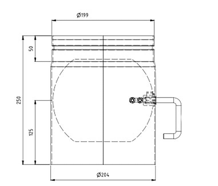 Peisrør Ø200 Rett M/Spjeld 250mm