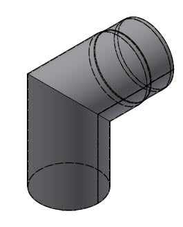 Røykrør Ø125 x 90 grader Kne Uten Luke – Todelt i Sort Matt Emalje
