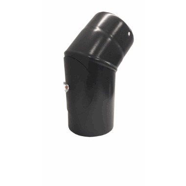 Røykrør Ø125 mm – 45 Grader med Inspeksjonsluke, Sort Emalje