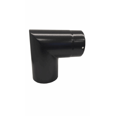 Røykrør Ø125 x 90 grader Kne Uten Luke – Todelt i Sort Matt Emalje