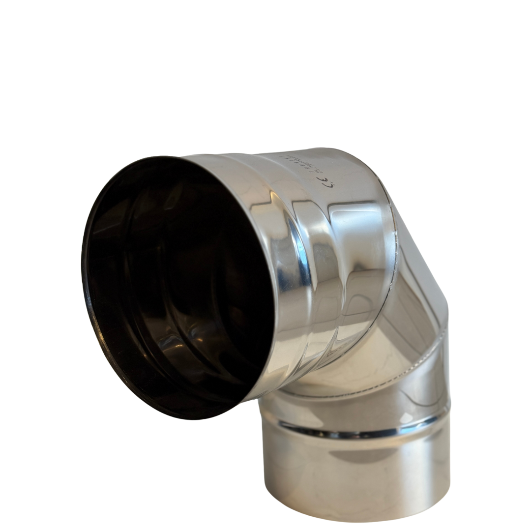Ø150 Røykrør 90° Bend 3delt rustfri u/luke
