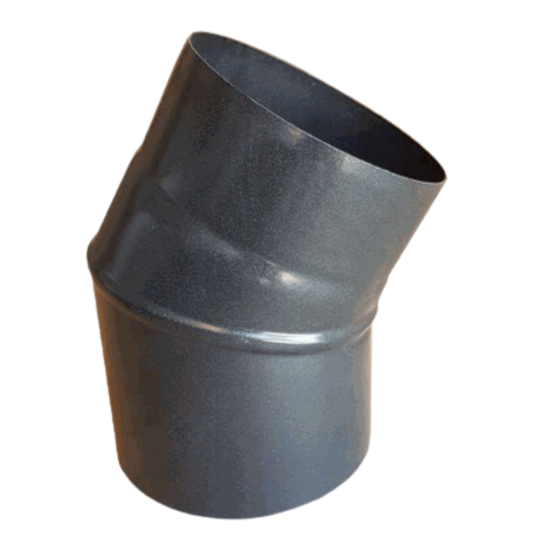 Røykrør Ø125 mm – 30 Grader uten Inspeksjonsluke, Sort Emalje