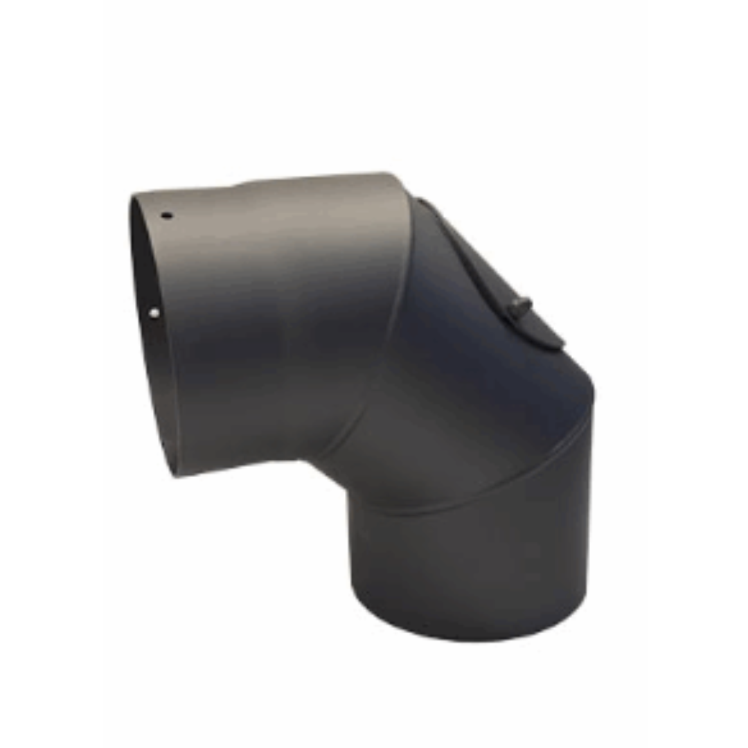 Ø150mm Peisrør Grå 90 grader m/ luke 3delt