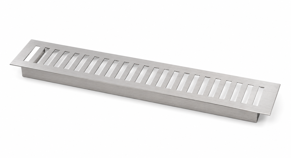 Ventilrist børstet stål 51cm x 10cm - inkl kassett