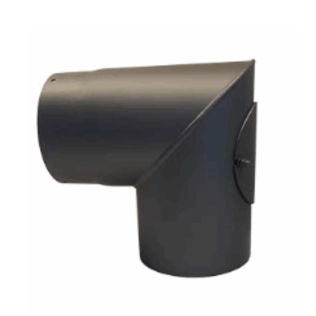 Ø150mm Peisrør sort 90 grader kne m/ luke todelt