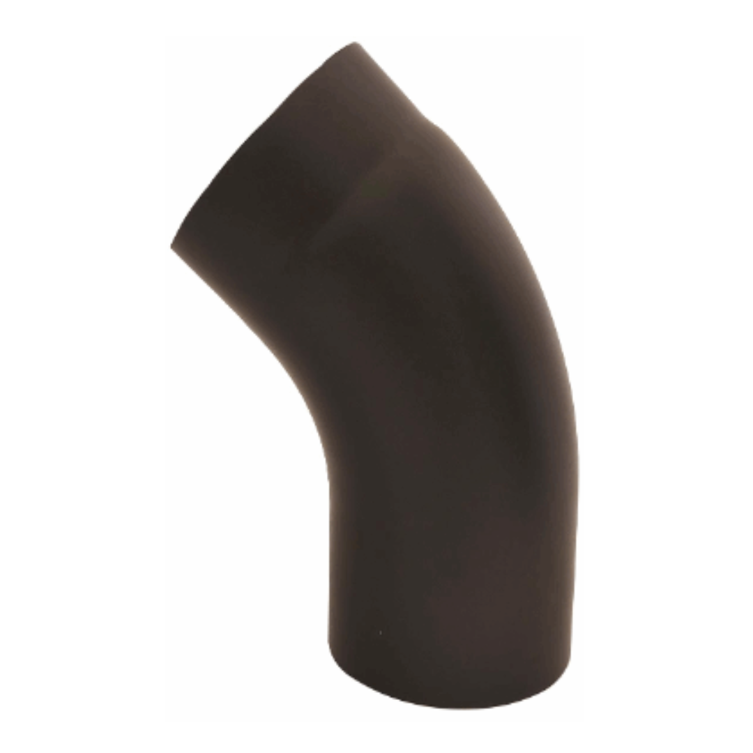 Ø150mm Peisrør Buet 45 grader sort