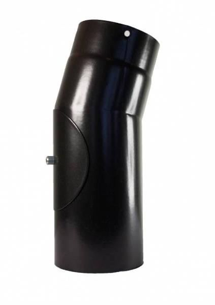 Ø125mm Røykrør 15 grader m /luke sort emalje