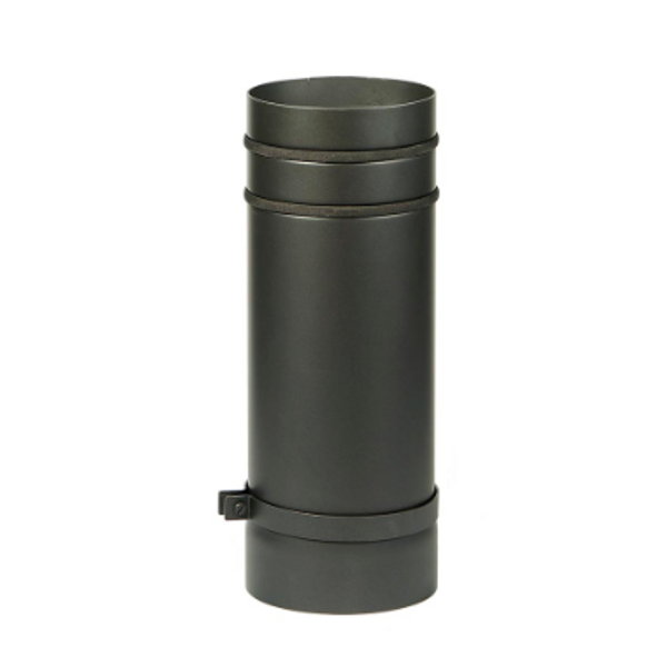 Ø150mm Teleskoprør peisrør rett 40cm m/klammer sort