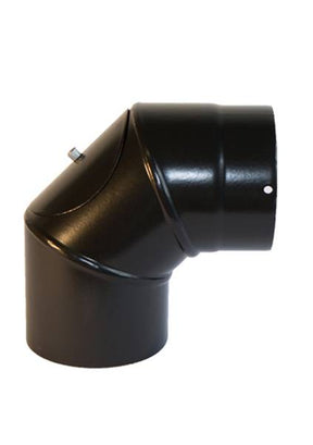 Ø150mm Røykrør 90 grader  m/ luke tredelt